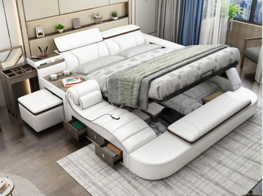 Multifunction s Bed Bluetooth Boxes Luxury Design Leather Beds