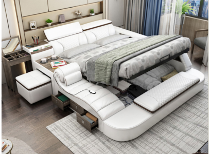 Multifunction s Bed Bluetooth Boxes Luxury Design Leather Beds