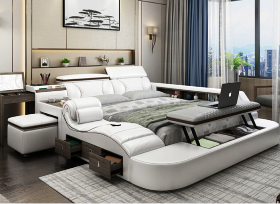 Multifunction s Bed Bluetooth Boxes Luxury Design Leather Beds