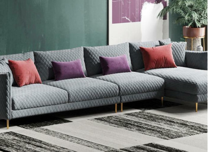Textile Modern Relax Seat Luxury Furniture Living landscape Corner sofa L-shape Upholstery Sofa