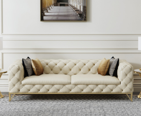 Chesterfield Couch Sofa Upholstery 3 Seater Couches Seat Suite Sofas White