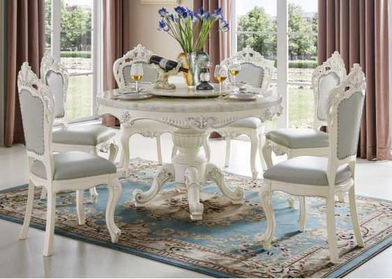 Classic Baroque Style Group Chairs Rococo Antique Suite Wood 4pcs Solid wood