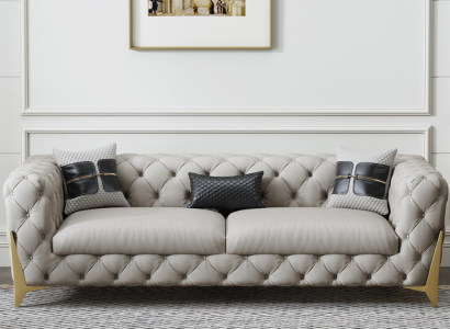 Couch Velvet Leather Living room Sofa Couches Chesterfield 3-seater