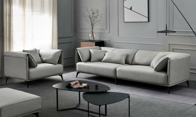 Living room Sofas Couches Upholstery 4 Seater Gray Design Xxl Big Sofa