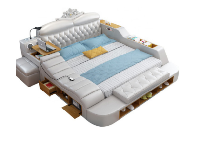 Double Luxury Design Hotel Leather Bed Modern Upholstery Beds Multifunction