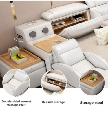 Double Luxury Design Leather Bed Upholstery Beds USB Hotel Multifunction