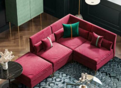 Living landscape Corner sofa L-shape Relax Velvet Solid wood Seat Design Couch Lounge new