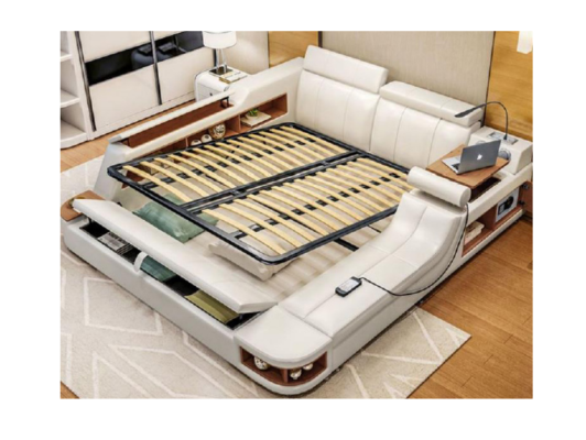 Multifunction Bed Luxury Design Leather Beds Hotel Double Storage Shelf