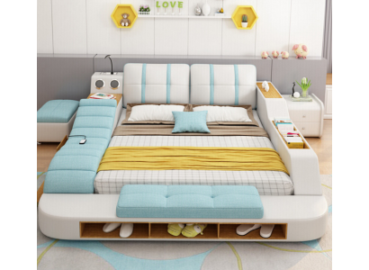Double Design Leather Bed Upholstery Beds Modern 180x200 cm