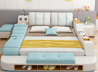 Double Design Leather Bed Upholstery Beds Modern 180x200 cm