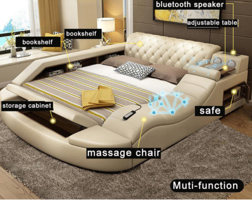 Multifunction s Bed Luxury Design Leather Beds Hotel Double Shelf