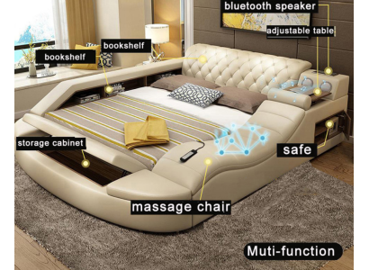 Multifunction s Bed Luxury Design Leather Beds Hotel Double Shelf
