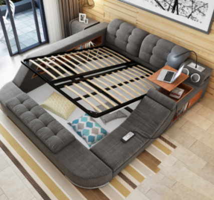 Design Bed Leather Upholstery Beds Hotel Massage Function Multifunction