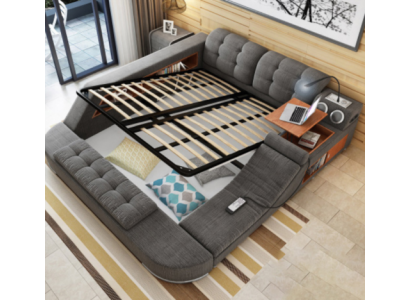 Design Bed Leather Upholstery Beds Hotel Massage Function Multifunction