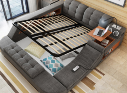 Design Bed Leather Upholstery Beds Hotel Massage Function Multifunction