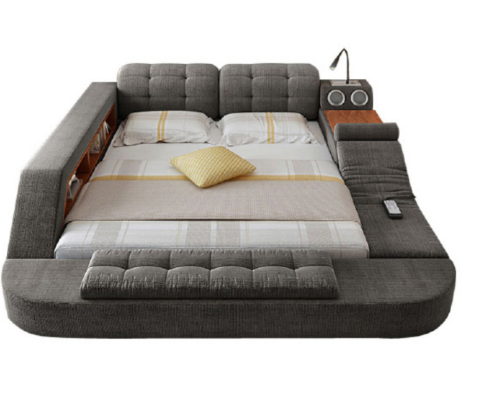 Design Bed Leather Upholstery Beds Hotel Massage Function Multifunction