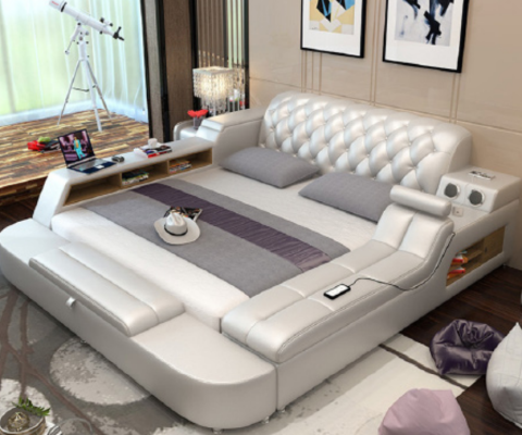 Design Bed Big Beds Leather Hotel Upholstery 180x200 Multifunction Shelf