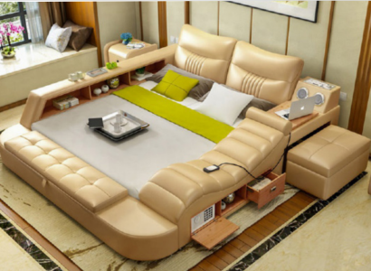 Bed Multifunction - Safe - Heat Lounger USB Sound Hotel Beds Leather