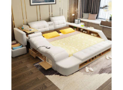 Double Design Leather Bed Upholstery Beds Modern Hotel Multifunction