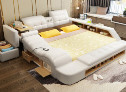 Double Design Leather Bed Upholstery Beds Modern Hotel Multifunction