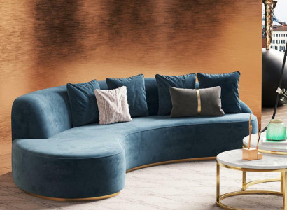 Velvet Sofa 4 Seater Upholstery Textile Modern Relax Seat Luxury Furniture Corner sofa Round new