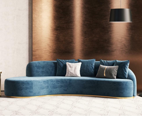 Velvet Sofa 4 Seater Upholstery Textile Modern Relax Seat Luxury Furniture Corner sofa Round new