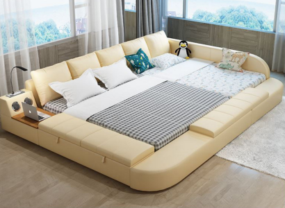 Multifunction Sofa Bed xxl Big Beds Boxes USB Hotel Leather Upholstery