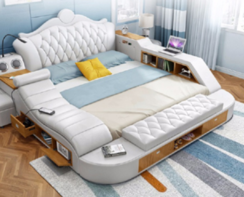 Double Luxury Design Bed Upholstery Beds 180x200 Multifunction Leather Chesterfield