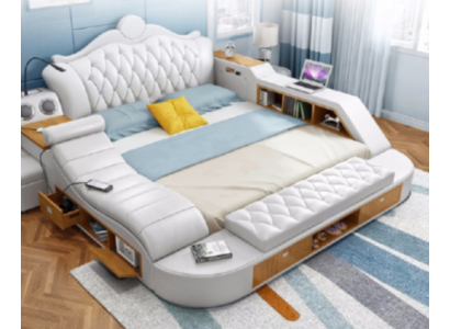 Double Luxury Design Bed Upholstery Beds 180x200 Multifunction Leather Chesterfield