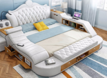 Double Luxury Design Bed Upholstery Beds 180x200 Multifunction Leather Chesterfield