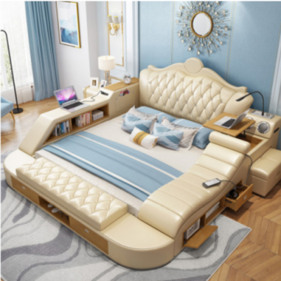 Double Luxury Design Bed Upholstery Beds 180x200 Multifunction Leather Chesterfield