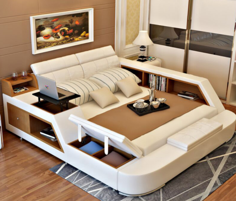 Double Luxury Design Leather Bed Upholstery Beds Modern Hotel