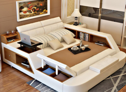 Double Luxury Design Leather Bed Upholstery Beds Modern Hotel