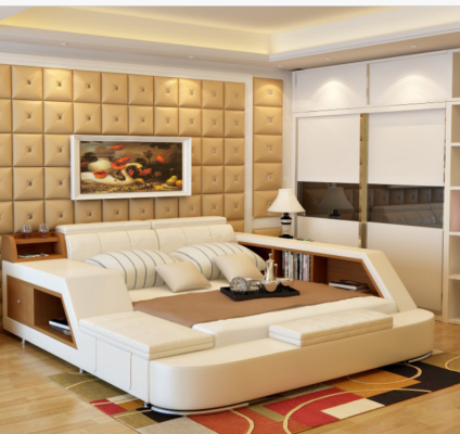 Double Luxury Design Leather Bed Upholstery Beds Modern Hotel