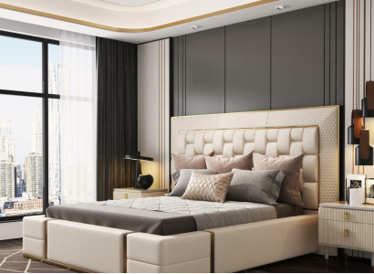 Double bed Leather Bed Beds Bed Leather Upholstery Bedroom 180x200cm