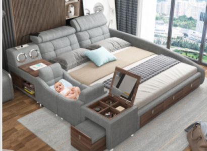 Leather Bed Beds Upholstery Double Multifunction 180x200 Leather Bed frame Design