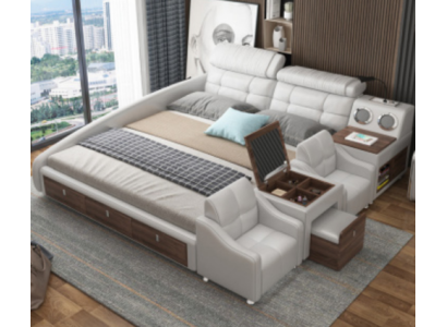 Multifunction s Bed Luxury Design Leather Beds Hotel Double Storage Shelf