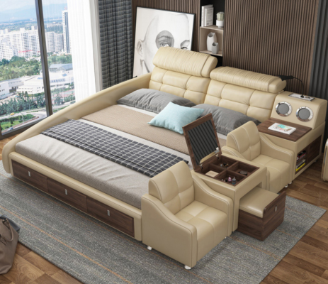 Leather bed Beds Upholstery Double Multifunction 180x200 Leather Bed frame Design