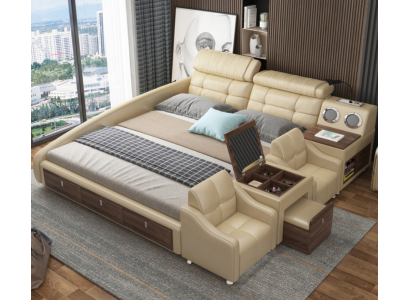 Leather bed Beds Upholstery Double Multifunction 180x200 Leather Bed frame Design