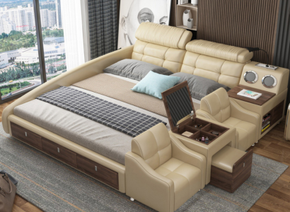 Leather bed Beds Upholstery Double Multifunction 180x200 Leather Bed frame Design