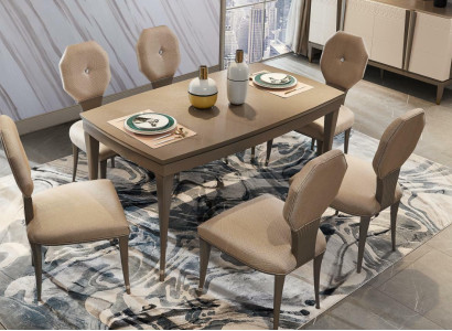 Set 6x Chairs Design Suite Chair Armchair Upholstery Group Textile Solid wood