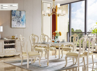Classic Chest of drawers Dining table Dining room Set 6 Chairs Wardrobe 8pcs. Solid wood