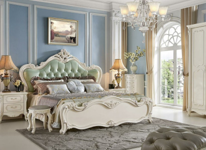 Bedroom set 6 pieces. Chest of drawers Bed Dressing table Baroque Solid wood