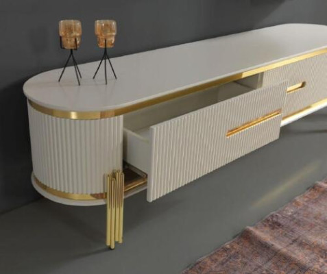 Luxury tv wardrobe television stand chest of drawers sideboard sideboard wall unit 2 pieces new