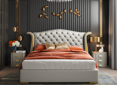 Luxury Bedroom Double bed Bed 150/180x200cm Hotel Beds Leather