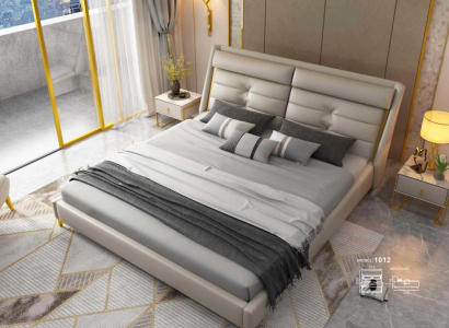 Luxury Bedroom Double bed Bed 180x200cm Leather Beds Bed frame