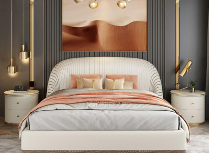 Designer Double bed Bed Hotel Luxury Leather Bedroom 150/180x200cm