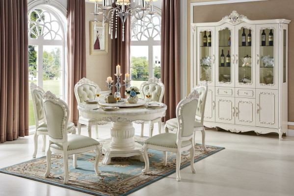 Design Round Armchair Chairs Upholstery Table 4x Dining room Seat Solid wood