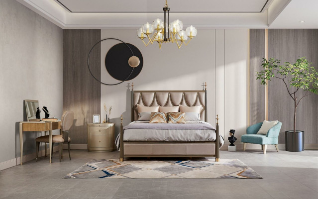 Bed Double Solid wood Hotel Beds Sleep Room Design Upholstery 180x200cm