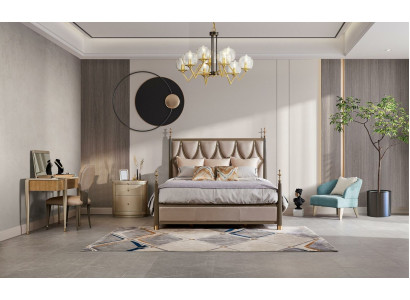 Bed Double Solid wood Hotel Beds Sleep Room Design Upholstery 180x200cm